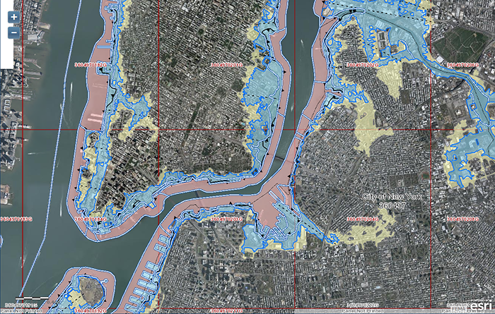 FEMA flood zone map showing High Risk (A, AE), Coastal High Risk (V, VE), and Moderate to Low Risk (X) zones